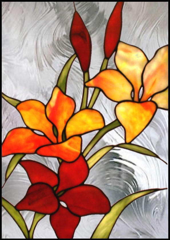 Tiffan.Glaskunst Fensterbild Lilien